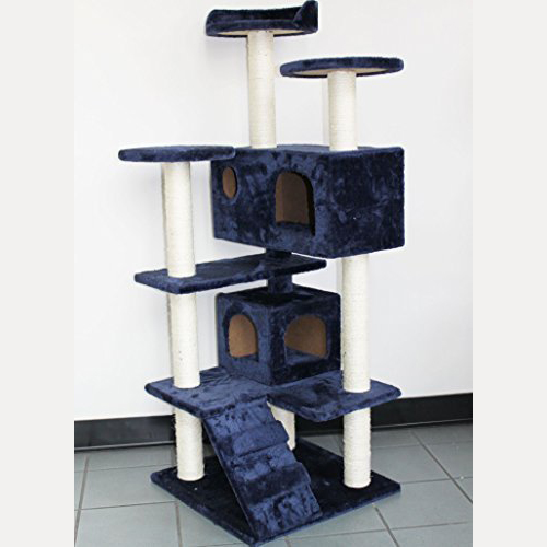 Multi Color Newest Cat Tree Condo Furniture Scratch Post Perch Post Pet House Perch Activity Trees-Dark Blue