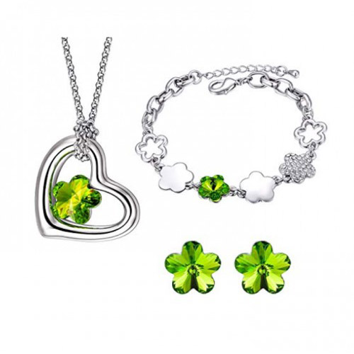 X000PPCEDR Cherry Blossom Jewelry Sets Necklace Bracelets Earring